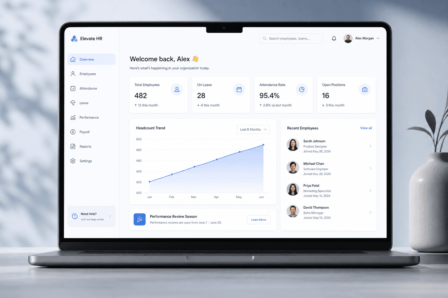 HR Information System app mockup